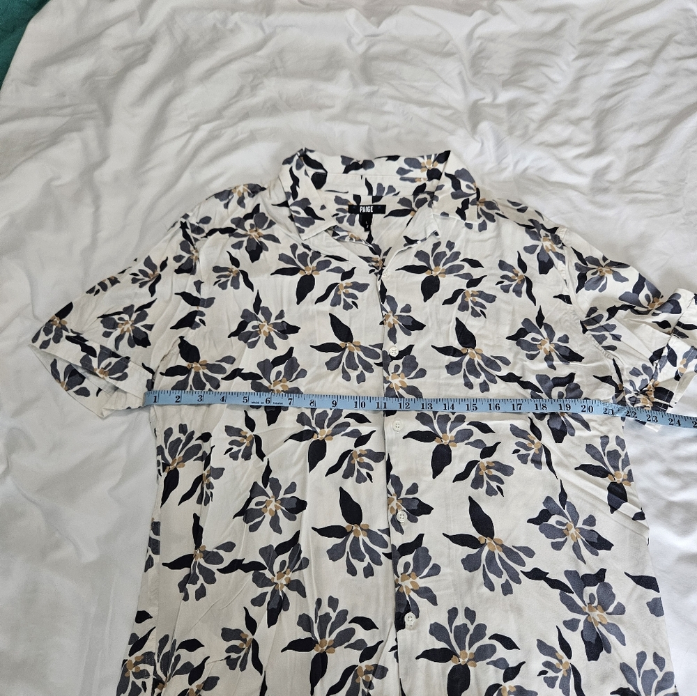 PAIGE Cream Blouse with Black and Gray Floral Design